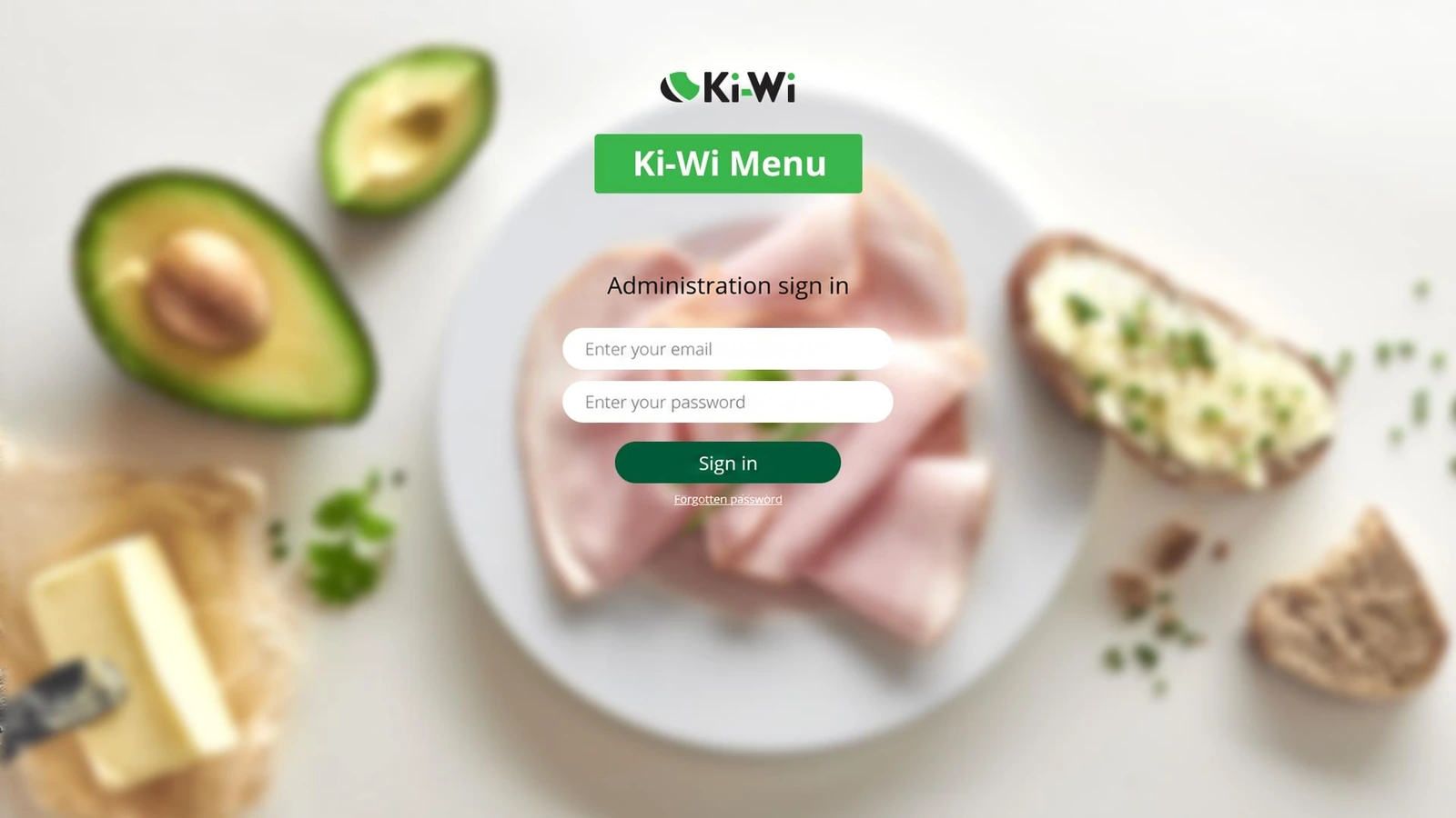 Anglická lokalizace přihlášení Ki-Wi Menu s původním barevným pozadím.