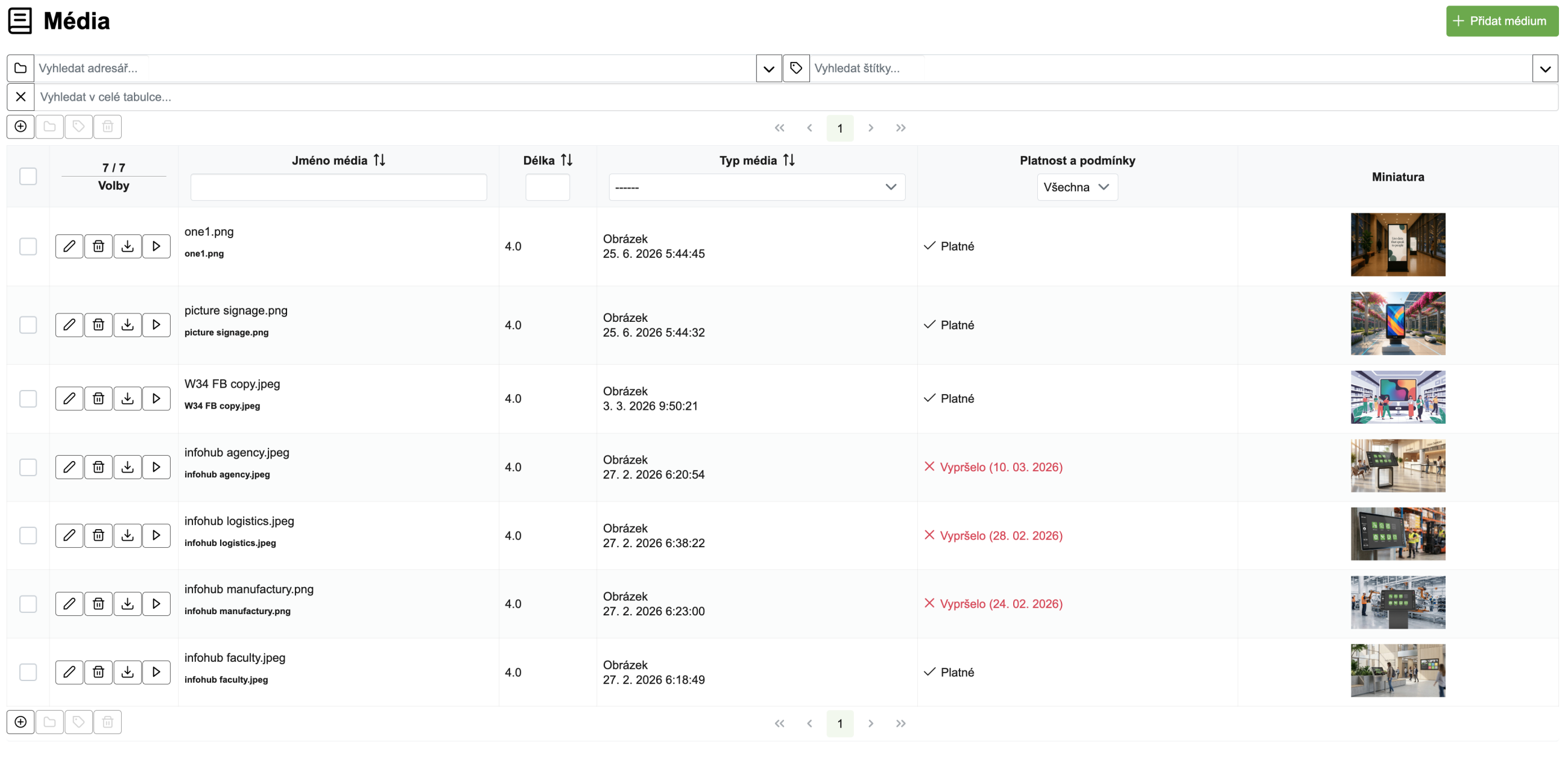 Current Ki-Wi Signage CMS interface