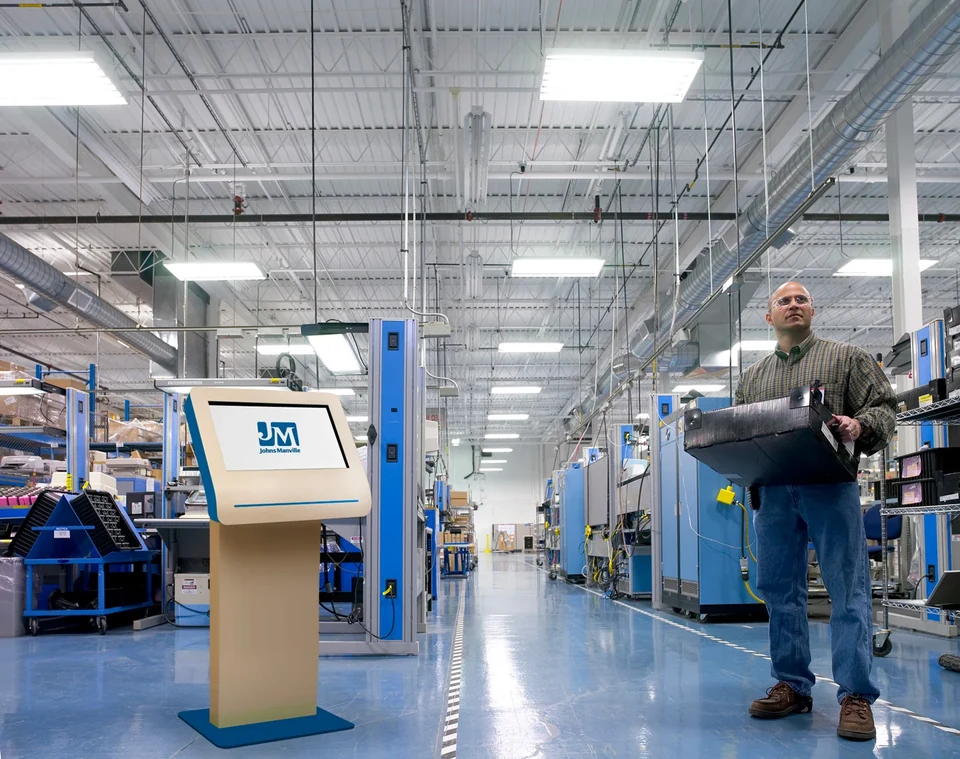 Visualisation of a Johns Manville information kiosk in a manufacturing environment